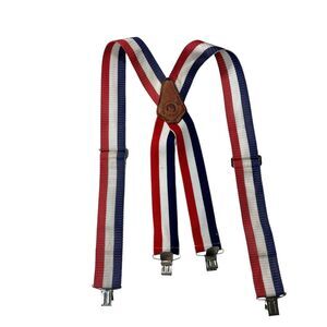 ROOSTER Tough 2" W Red White & Blue Suspenders Adjustable Clip On Heavy Duty VTG